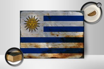 Panneau en bois drapeau Uruguay 40x30cm Drapeau de l'Uruguay panneau décoratif rouille 2