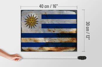 Panneau en bois drapeau Uruguay 40x30cm Drapeau de l'Uruguay panneau décoratif rouille 4