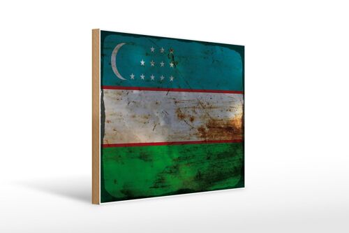 Holzschild Flagge Usbekistan 40x30cm Uzbekistan Rost Deko Schild