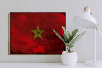 Panneau en bois drapeau Vietnam 40x30cm Drapeau du Vietnam signe décoratif rouille 3