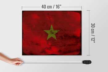 Panneau en bois drapeau Vietnam 40x30cm Drapeau du Vietnam signe décoratif rouille 4