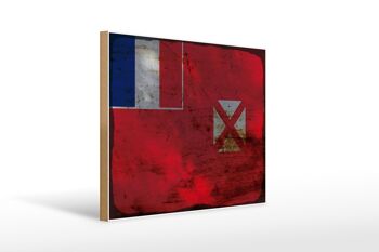 Panneau en bois drapeau Wallis et Futuna 40x30cm panneau décoratif rouille Wallis 1