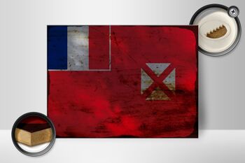 Panneau en bois drapeau Wallis et Futuna 40x30cm panneau décoratif rouille Wallis 2