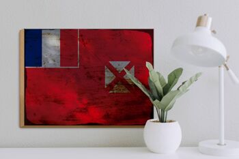 Panneau en bois drapeau Wallis et Futuna 40x30cm panneau décoratif rouille Wallis 3