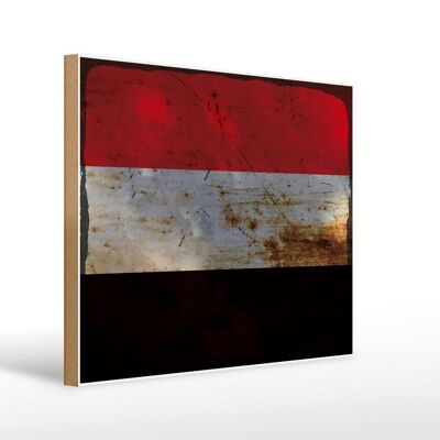 Holzschild Flagge Jemen 40x30cm Flag of Yemen Rost Holz Deko Schild