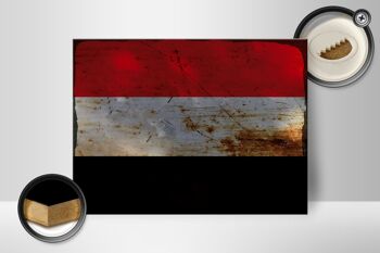 Panneau en bois drapeau Yémen 40x30cm Drapeau du Yémen panneau décoratif en bois rouille 2