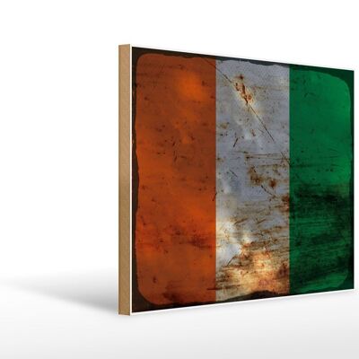 Holzschild Flagge Elfenbeinküste 40x30cm Ivory Coast Rost Schild