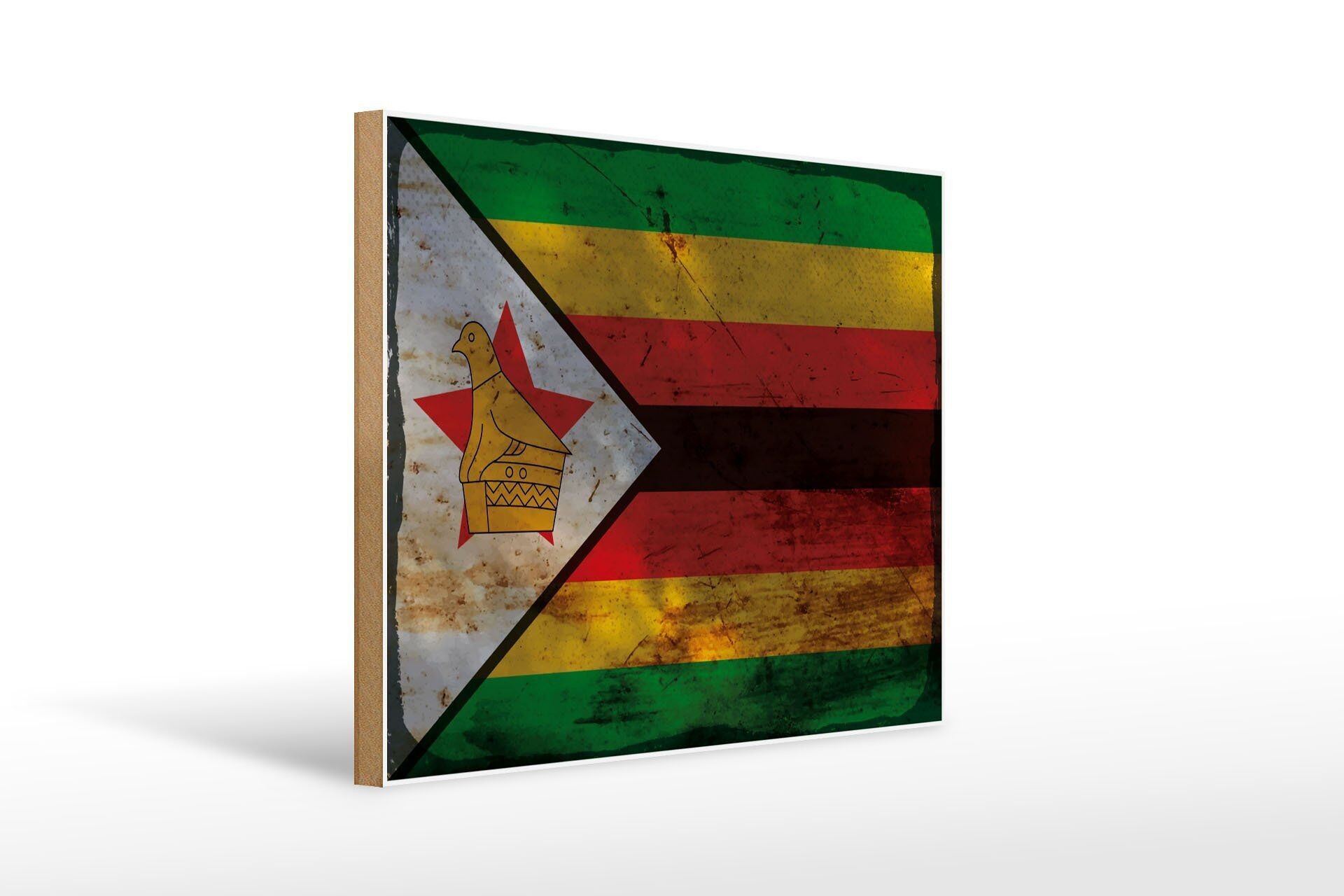 Wooden sign Flag of Zimbabwe 40x30cm Flag of Zimbabwe Rust Sign