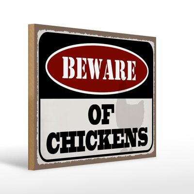 Letrero de madera con texto decorativo 40x30cm Keep of Chickens.