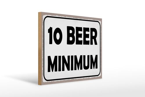 Holzschild Spruch 40x30cm 10 Beer minimum Bier Deko Schild