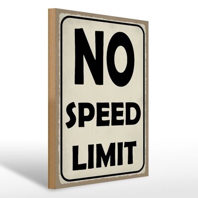 Holzschild Spruch 30x40cm No speed limit Holz Deko Schild