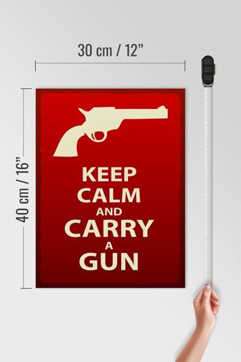 Panneau en bois disant 30x40cm Keep Calm and carry a gun, panneau décoratif en bois 4