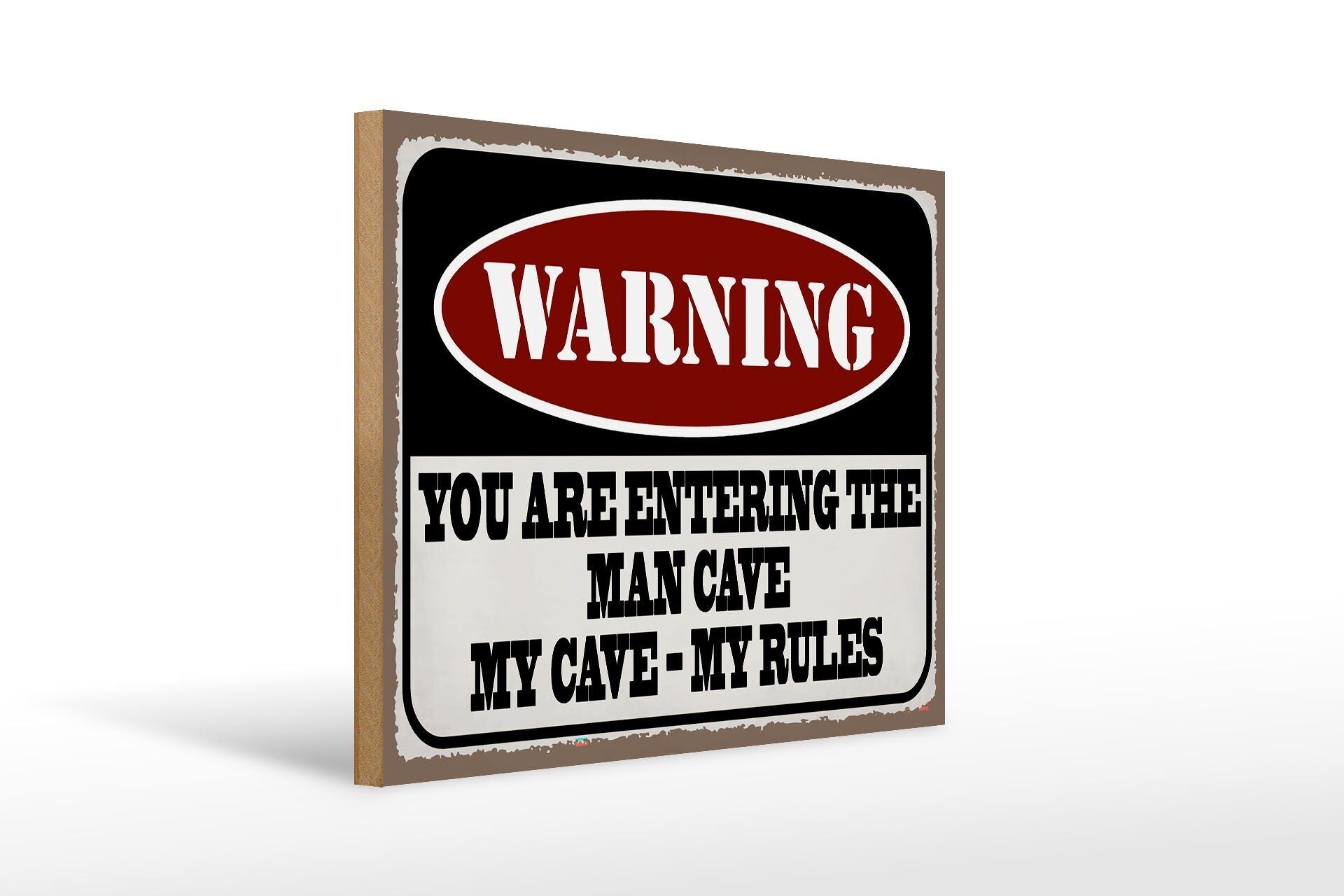 Holzschild Spruch 40x30cm Warning you entering man cave Deko Schild