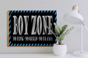 Panneau en bois indiquant 40x30cm Boy Zone no pink girls no drama sign 3