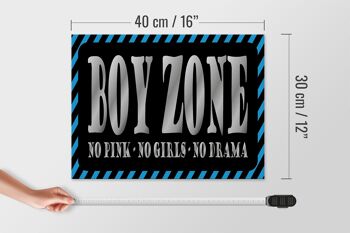 Panneau en bois indiquant 40x30cm Boy Zone no pink girls no drama sign 4