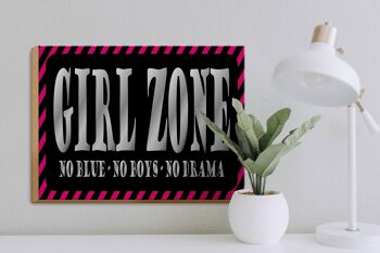 Panneau en bois disant 40x30cm Girl Zone no blue no boys no panneau décoratif 3