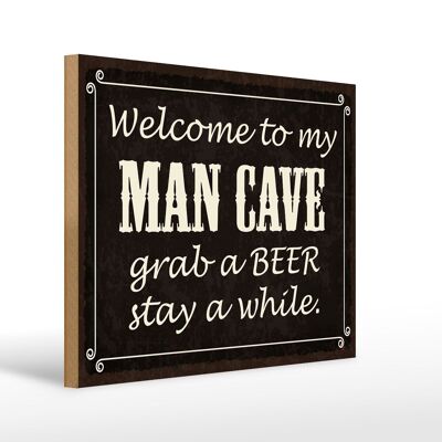 Cartello in legno con scritta "Benvenuto al mio MAN CAVE" cartello decorativo in legno 40x30 cm