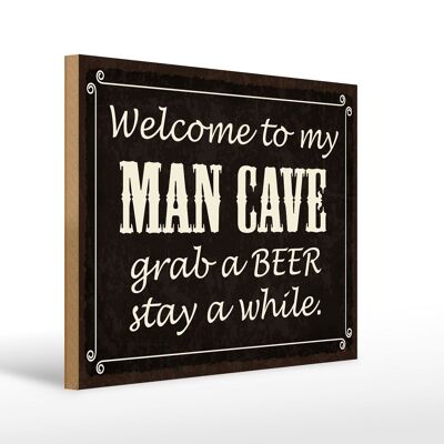 Holzschild Spruch 40x30cm welcome to my MAN CAVE Holz Deko Schild