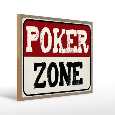 Letrero de madera que dice Letrero decorativo de madera Poker Zone 40x30cm