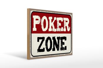 Panneau en bois indiquant 40x30cm Panneau décoratif en bois Poker Zone 1