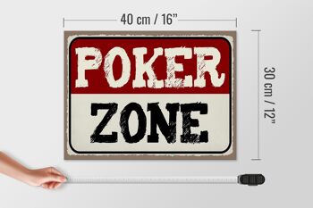 Panneau en bois indiquant 40x30cm Panneau décoratif en bois Poker Zone 4