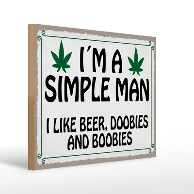 Letrero de madera que dice 40x30cm en un letrero de hombre simple como beer doobies