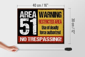 Panneau en bois indiquant un panneau d'avertissement de zone 51 de 40 x 30 cm 4