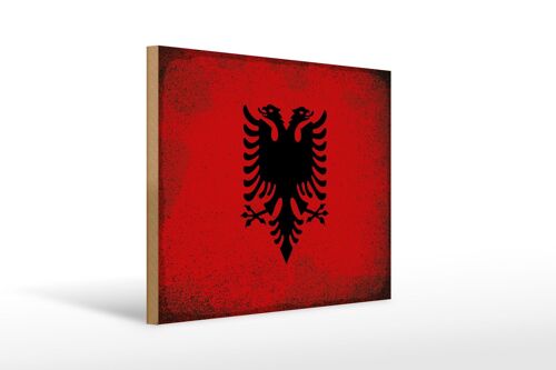 Holzschild Flagge Albanien 40x30cm Flag Albania Vintage Deko Schild