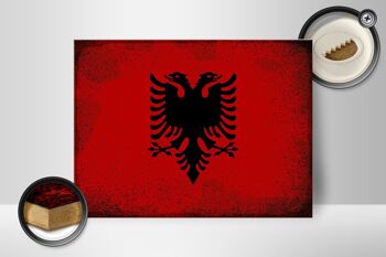 Panneau en bois drapeau Albanie 40x30cm, drapeau albanais, signe décoratif vintage 2