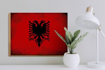 Panneau en bois drapeau Albanie 40x30cm, drapeau albanais, signe décoratif vintage 3