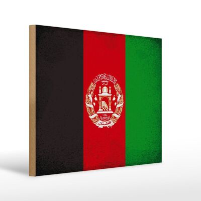 Cartel de madera bandera Afganistán 40x30cm Cartel vintage Afganistán