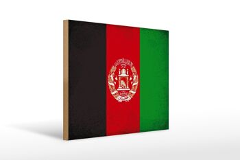 Panneau en bois drapeau Afghanistan 40x30cm Panneau vintage Afghanistan 1
