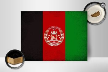 Panneau en bois drapeau Afghanistan 40x30cm Panneau vintage Afghanistan 2