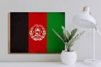 Panneau en bois drapeau Afghanistan 40x30cm Panneau vintage Afghanistan 3