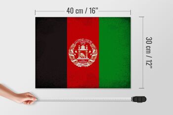 Panneau en bois drapeau Afghanistan 40x30cm Panneau vintage Afghanistan 4