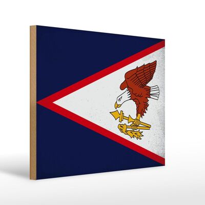 Holzschild Flagge 40x30cm Flag of American Samoa Vintage Schild