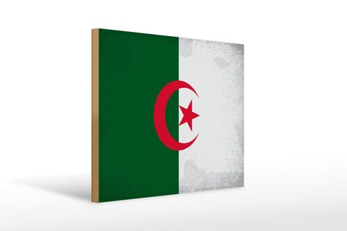 Holzschild Flagge Algerien 40x30cm Flag Algeria Vintage Schild
