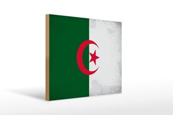 Panneau en bois drapeau Algérie 40x30cm Drapeau Algérie panneau vintage 1