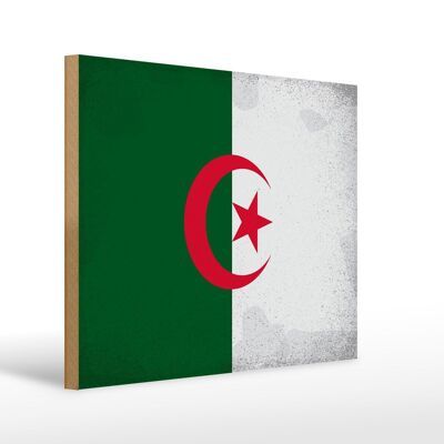 Holzschild Flagge Algerien 40x30cm Flag Algeria Vintage Schild