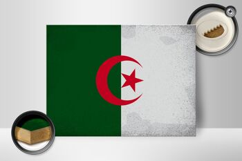 Panneau en bois drapeau Algérie 40x30cm Drapeau Algérie panneau vintage 2