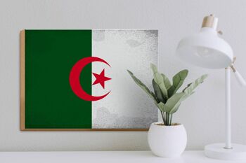 Panneau en bois drapeau Algérie 40x30cm Drapeau Algérie panneau vintage 3