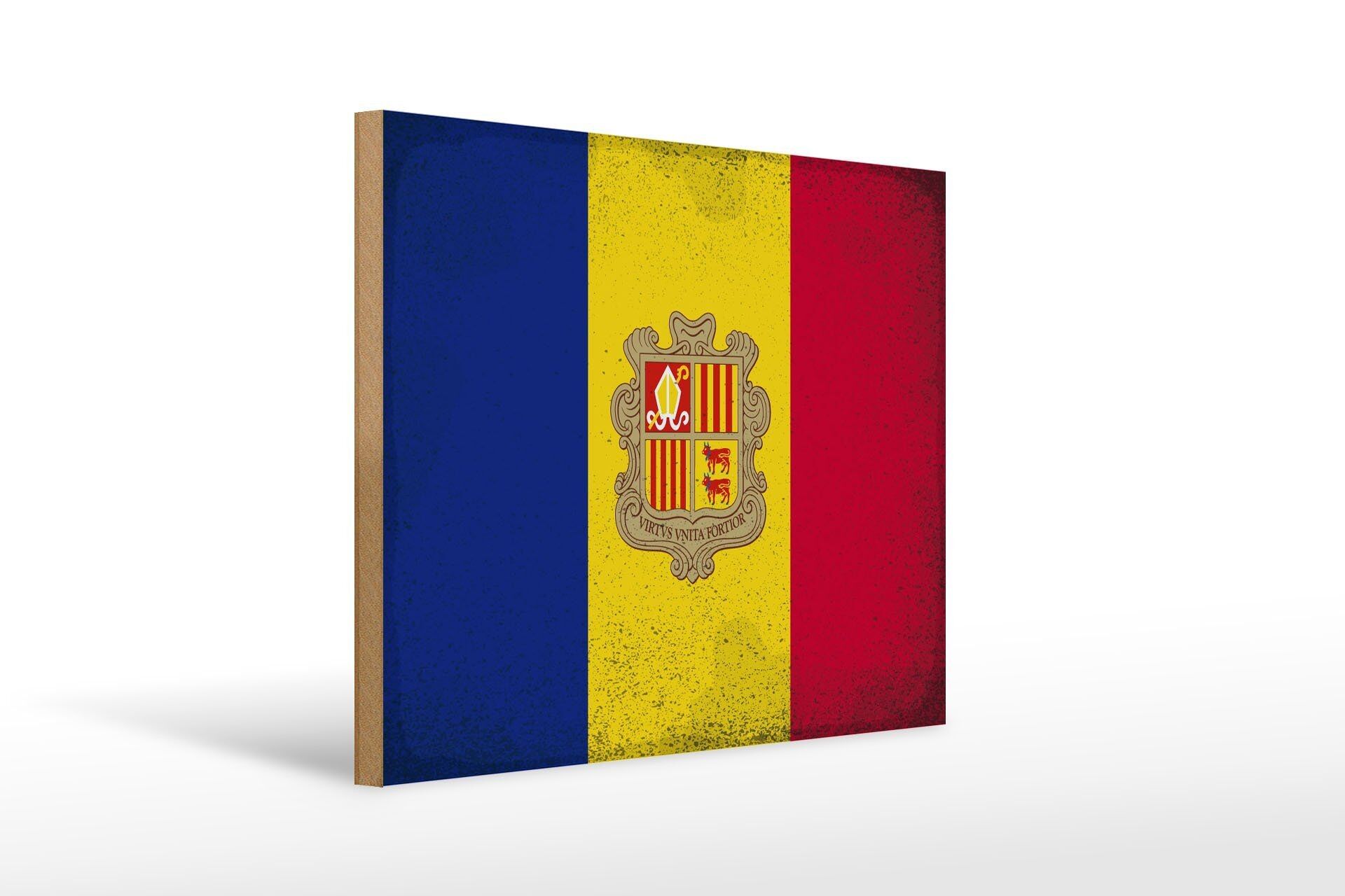 Cartello in legno bandiera Andorra 40x30cm Bandiera di Andora, cartello vintage