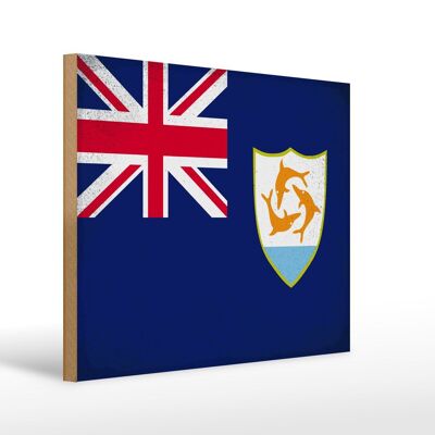 Holzschild Flagge Anguilla 40x30cm Flag Anguilla Vintage Schild