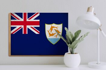 Panneau en bois drapeau Anguilla 40x30cm Drapeau Anguilla signe vintage 3