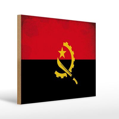 Cartello in legno bandiera Angola 40x30 cm Bandiera dell'Angola, insegna decorativa vintage
