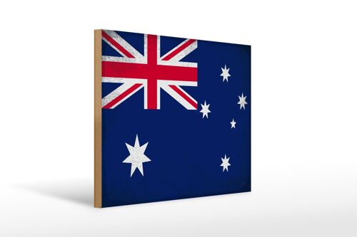 Holzschild Flagge Australien 40x30cm Australia Vintage Deko Schild
