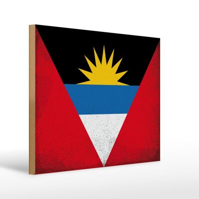 Wooden sign flag Antigua and Barbuda 40x30cm Flag Vintage Sign