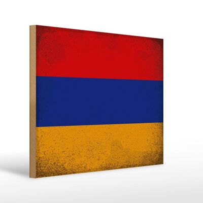 Cartello in legno bandiera Armenia 40x30 cm Bandiera Armenia cartello decorativo vintage