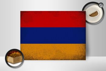 Panneau en bois drapeau Arménie 40x30cm Drapeau Arménie signe décoratif vintage 2