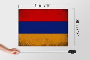 Panneau en bois drapeau Arménie 40x30cm Drapeau Arménie signe décoratif vintage 4